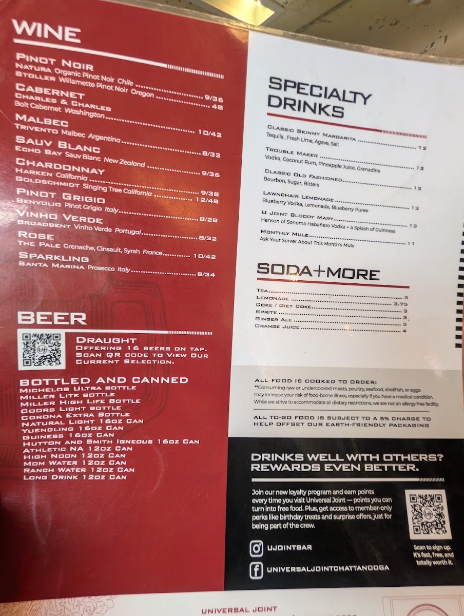 Menu Universal Joint Chattanooga-1