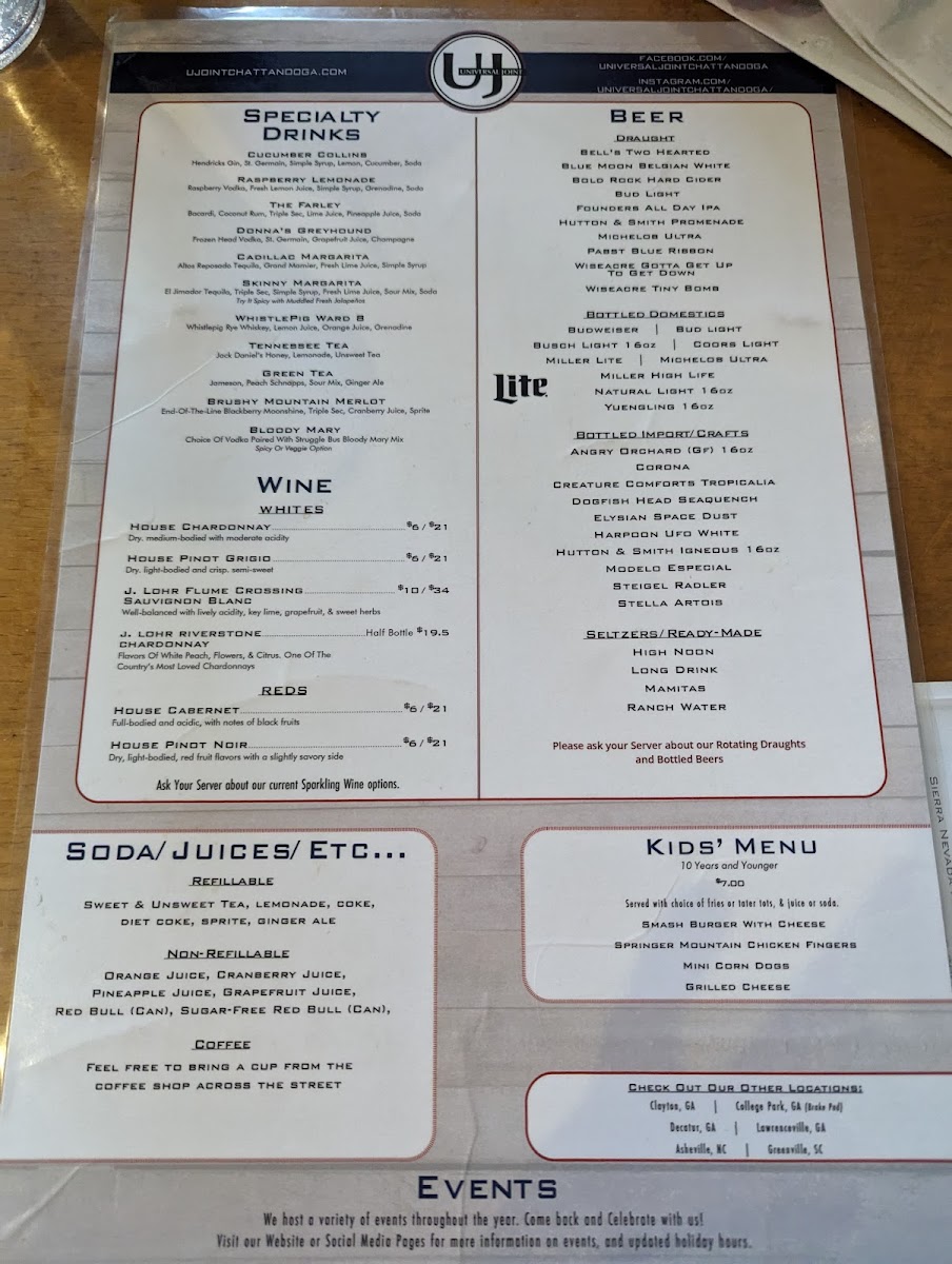 Menu Universal Joint Chattanooga-5