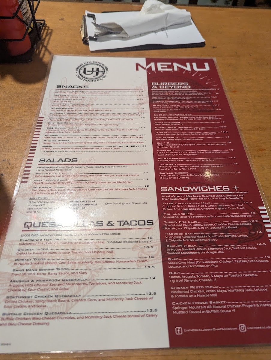 Menu Universal Joint Chattanooga-7